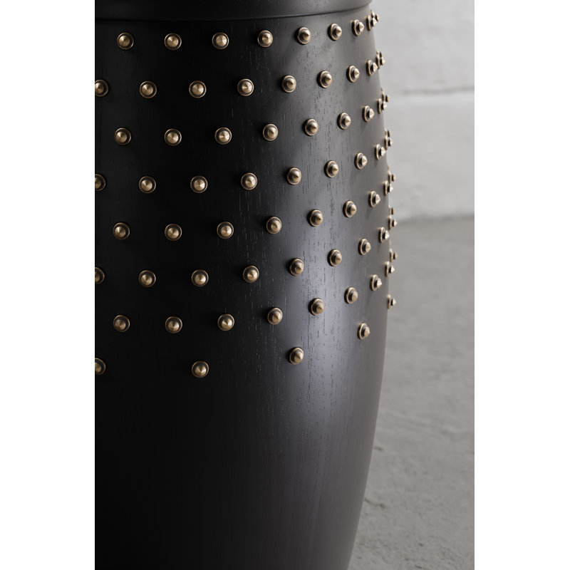 Sitiera_01 Solid Wood Stool, With Stainless Steel Accents By Andean, In Stock, Bronze