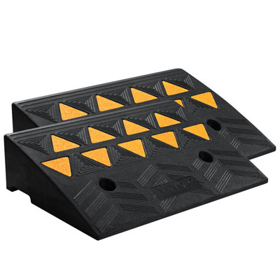 Rubber Curb Ramp 2 Pack, 5" Rise Height Heavy-Duty 33069 Lbs/15 T Capacity Threshold Ramps, Driveway Ramps With Stable Grid Structure For Cars, Wheelchairs, Bikes, Motorcycles