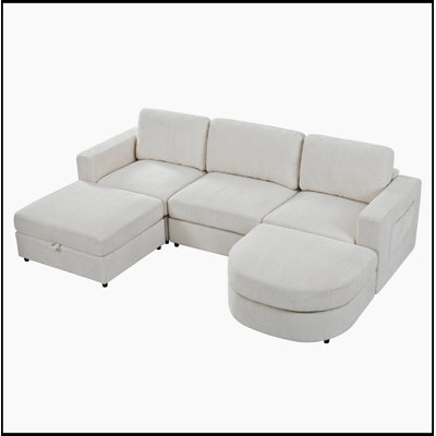 Canapé modulaire en U avec repose-pieds courbé et repose-pieds avec rangement
