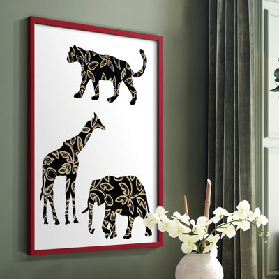 Reproduction encadrée d'animaux en safari ornementaux III