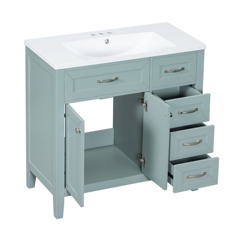 Meuble-lavabo noir 38 po, Vert