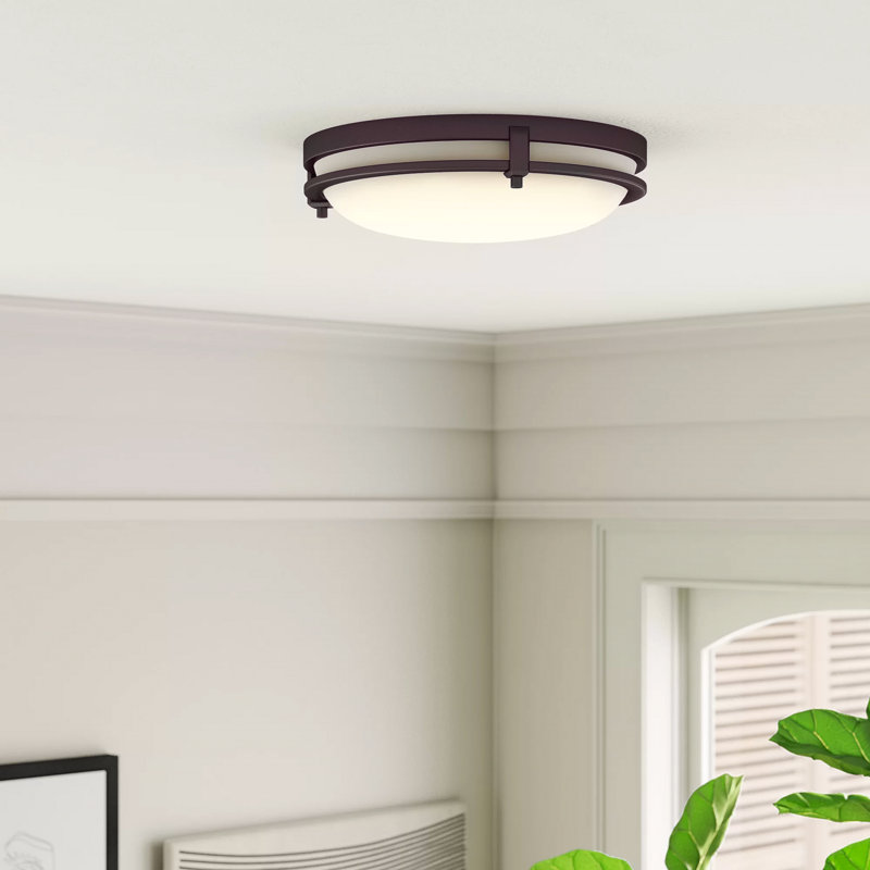 Abeer Glass LED Flush Mount, Oil Rubbed Bronze, 4.5"H x 19" W x 19" D