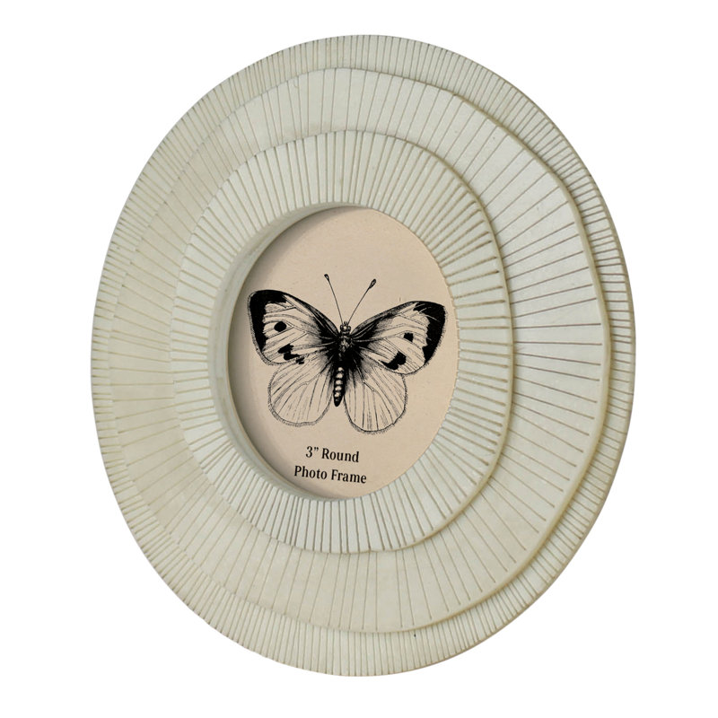 Layered Round Frame, White - 3”