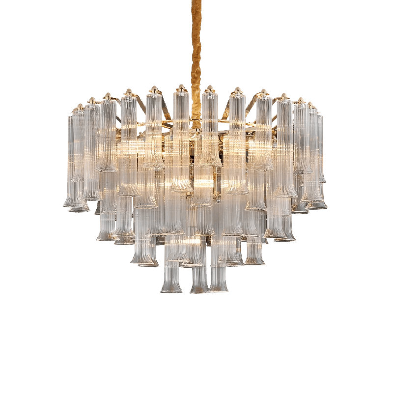 Lustre rond en verre Celesta, H 22,1 po x l 32,3 po x P 32,3 po, 14 lumières