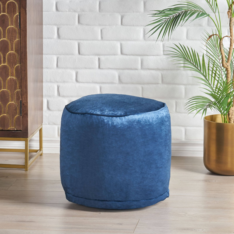 Velvet Pouf, Cobalt Blue Velvet