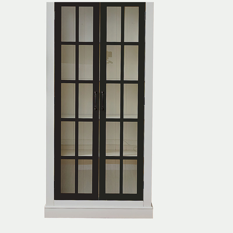 Garde-manger autoportant 71,2 po avec porte vitrée, Noir / crème / blanc