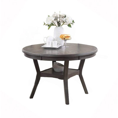 Dining Room Furniture Rubber Wood MDF Round Table 1Pc Table W Shelve
