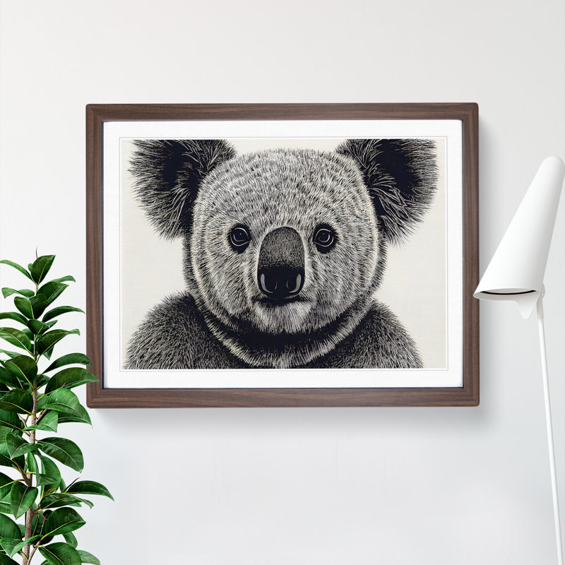 XH1022-8658X Super Koala Bear - Single Picture Frame Painting, 46cm H x 64cm W x 2cm D, Walnut