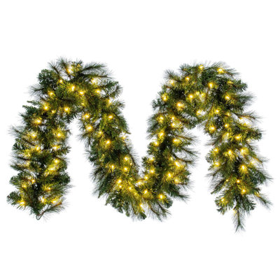 Vickerman 9' x 14" Brighton Pine Artificial Garland with 100 Warm White LED Mini Lights