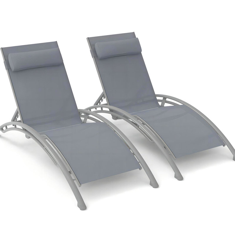 2 chaises longues d'extérieur: coussin réglable et amovible. Aluminium antirouille. . Idéal pour la plage, au bord de la piscine. Chaise longue grise avec coussin détachable - rouille - structure en aluminium, tissu piscine, pelouse (gris