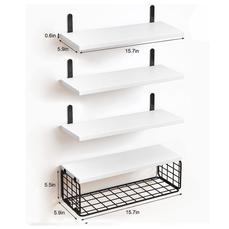 Latachia Paulownia Floating Shelf, White