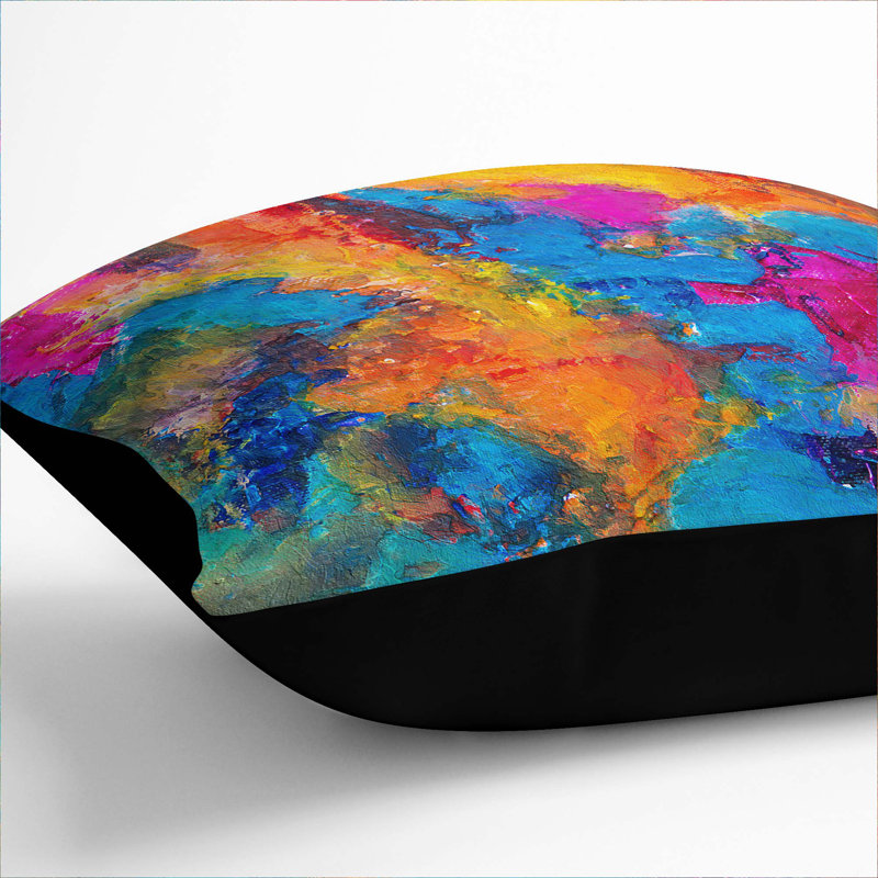 Abstract Square Throw Cushion, 55 x 55 cm, Black