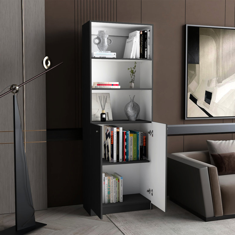 Bibliothèque 2 portes en gris mat et blanc - le magasin met en valeur vos biens avec style