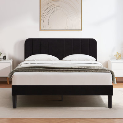 Auxter Upholstered Platform Bed Frame with Adjustable Headboard No Box Spring Needed