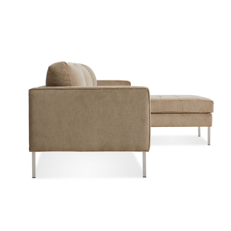 Paramount Chaise Sectional, Stainless Steel, Sanford Ceramic Crossweave, Right Hand Facing