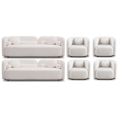 Canapés spacieux 10 places, pieds en tissu blanc Boucle, salon moderne