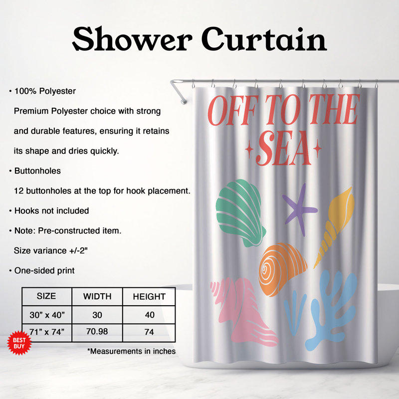 Quaniece Shower Curtain, H 74 po x l 71 po