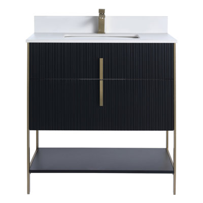  Meuble-lavabo moderne avec plateau en pierre blanche Serenity