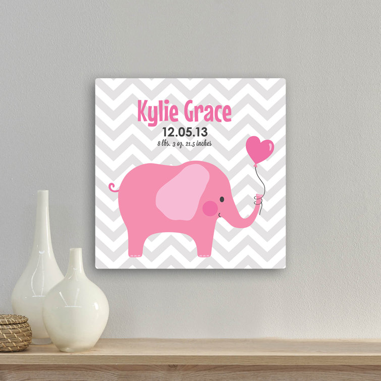 Zoomie Kids Baby Girl Cartoon Elephant On Canvas Print | Wayfair