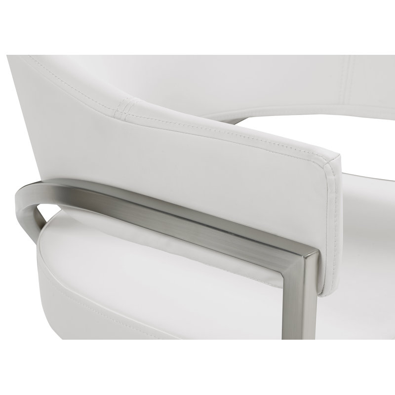 Izzik 18.9'' H Vegan Leather Upholstered Armchair, Silver