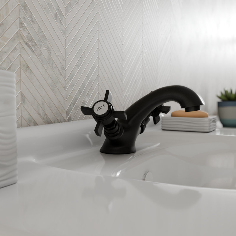  Regency Traditional Mono Basin Mixer Tap with Waste - Matt Black, Matte Black