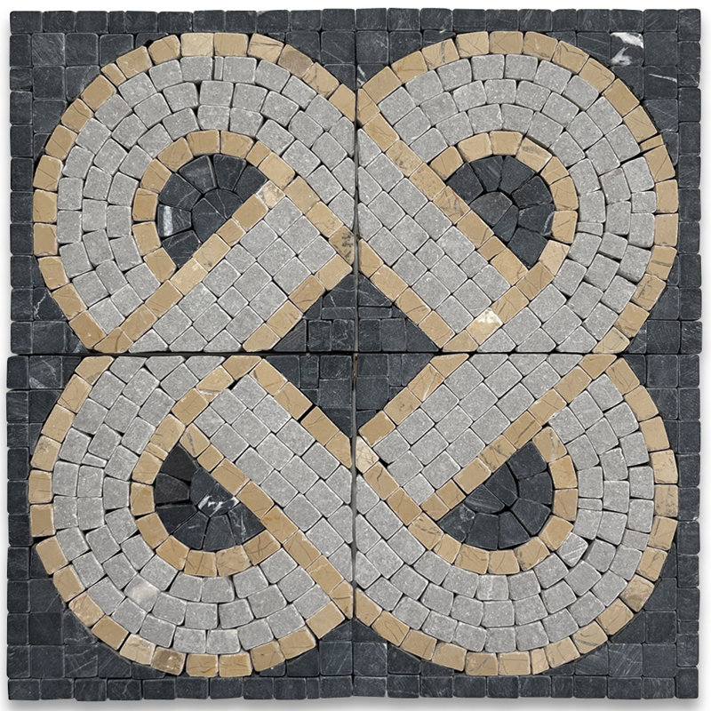 Carreau décoratif en marbre noir / gris / or 4 po x 4 po