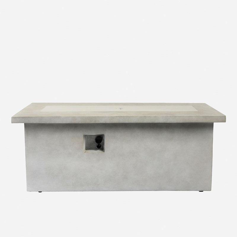 Table de foyer d'extérieur 60 po en béton au propane rectangulaire avec armoire de rangement