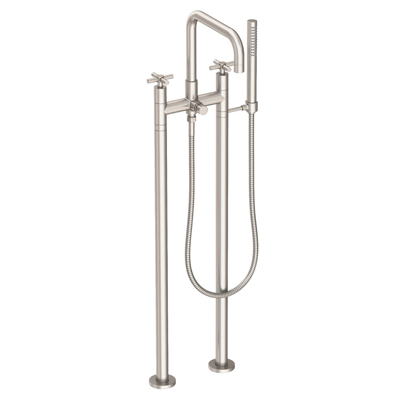 Exposed Tub & Hand Shower Set W/Risers, Satin Nickel