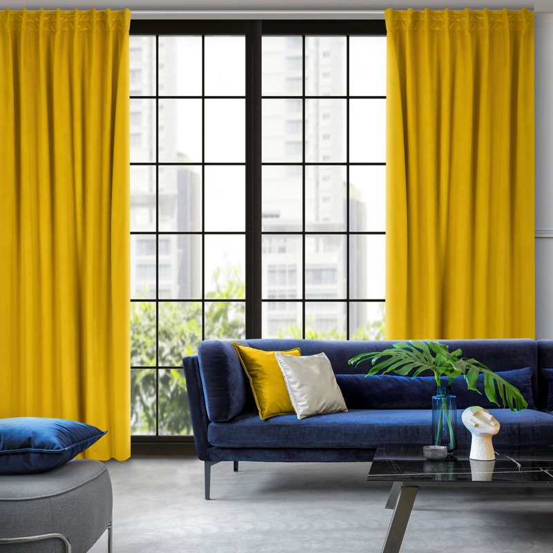 Odoaker Semi Sheer Curtains Single Panel, Mustard