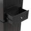Grande armoire de salle de bain noire avec tablette réglable et tiroir inférieur visible latéral
