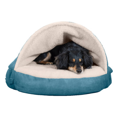  Faux Sheepskin Hooded Dog Bed