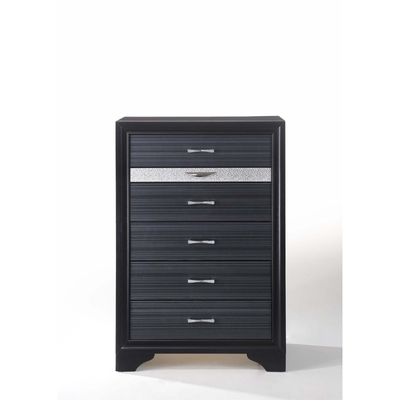Commode à 5 tiroirs avec finition Naima, Noir