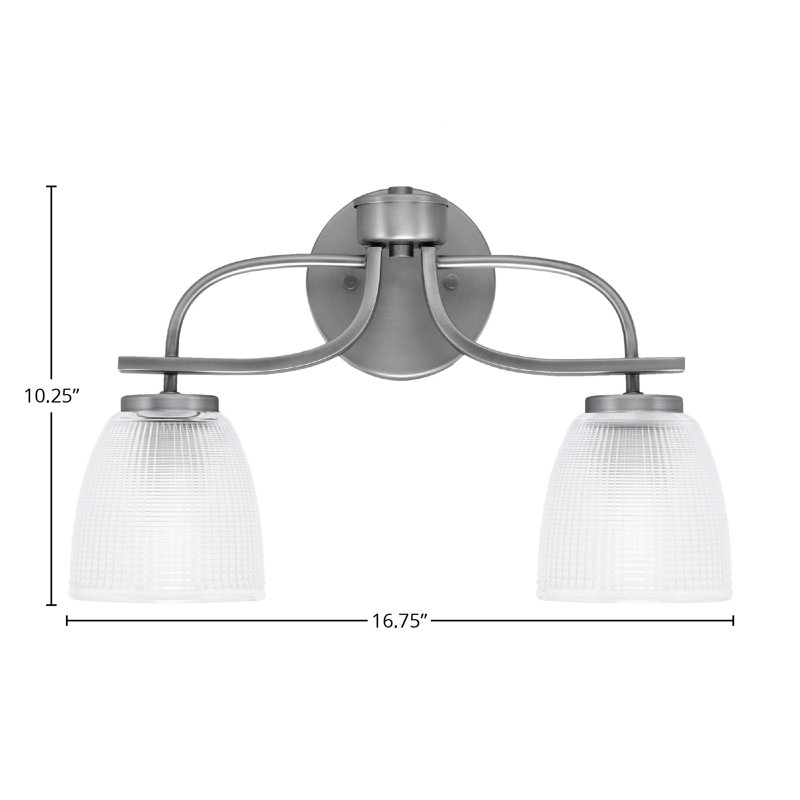Unia 2 Light Bath Bar Shown In Graphite Finish With 5" Clear Ribbed Glass