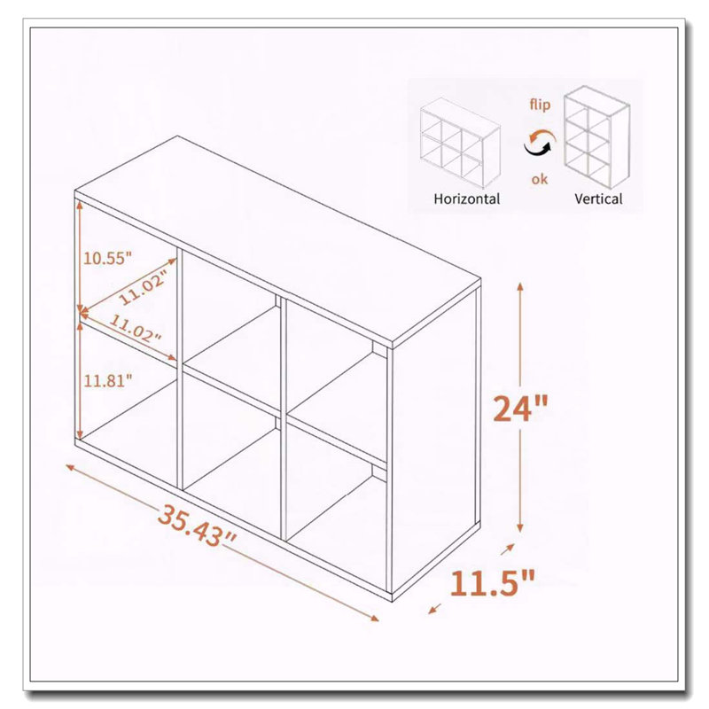 Bibliothèque à livres avec 6 espaces de rangement