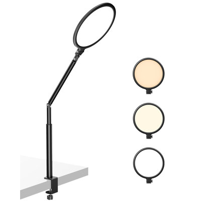 10.2" Desk Ring Light With Stand, 360° Rotate Desk Lamps For Home Office With C-Clamp, Flexible Height Desk Light, Adjust Arm Ring Light For Desk, Podcast, Gaming, Recording, Zoom Lighting