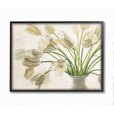«Tranquil White Tulip Bouquet in Country Vase» par Eva Barberini - impression d'art graphique