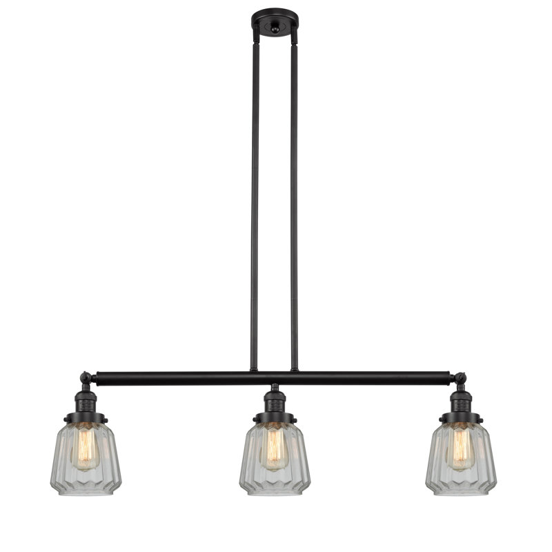 Luminaire suspendu linéaire pour îlot de cuisine 3 lumières Vinson, Bronze huilé