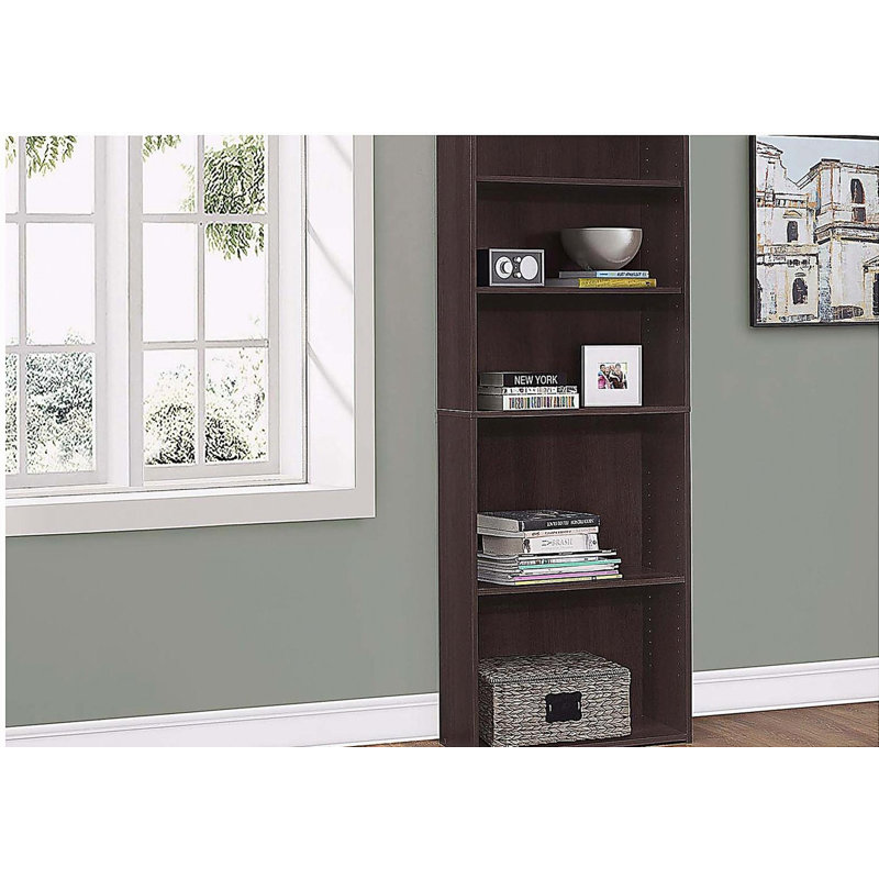 72" 6-Tier Transitional Bookcase with Adjustable Shelves, Espresso