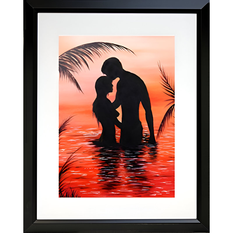 «Bora», reproduction, H 22,5 po x l 18,5 po, Papier avec cadre noir, Blanc mat