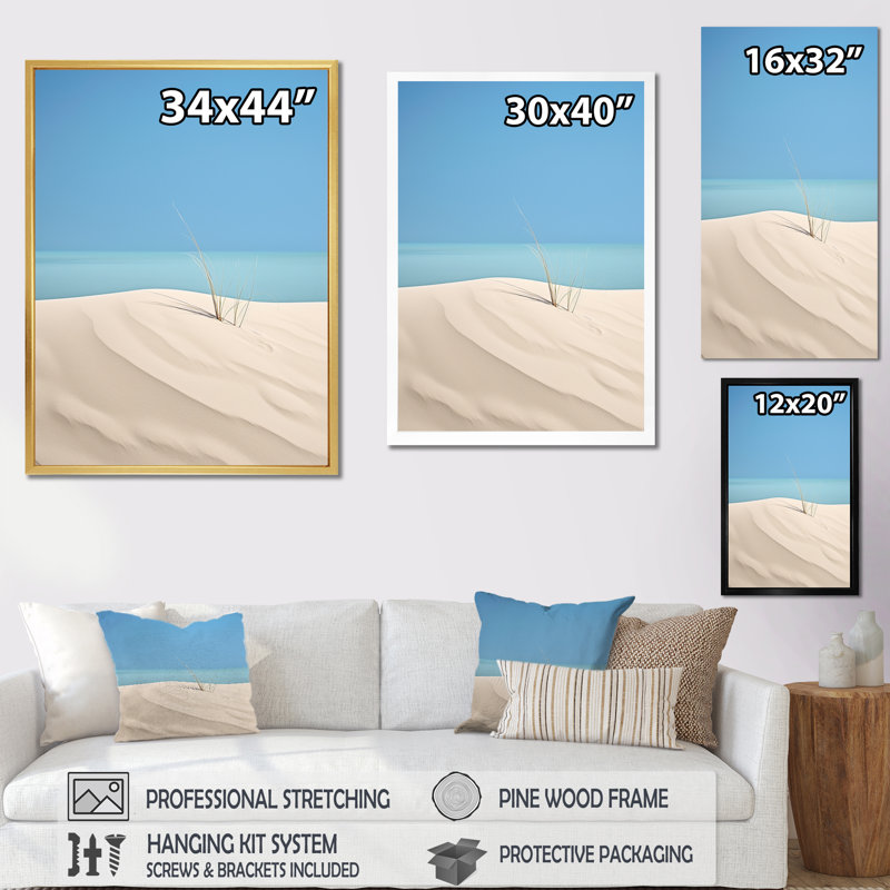 " White Dune Solitude ", Natural Floater Framed, 20" H x 12" W x 1" D