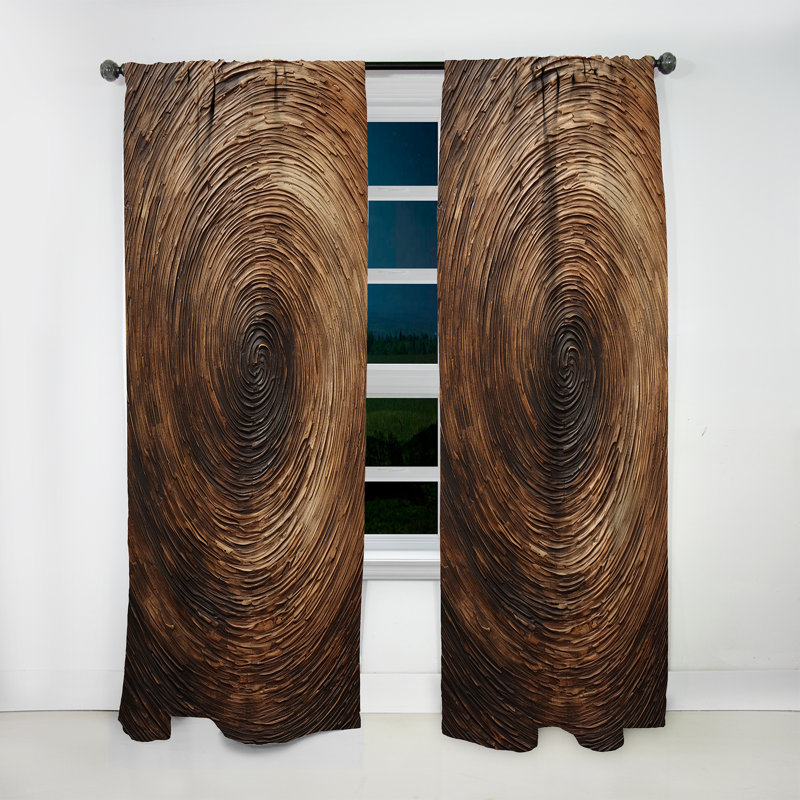 Rideau brun obscurcissant à motif de spirales abstraites brun - 1 panneau, L 52 po x L 84 po