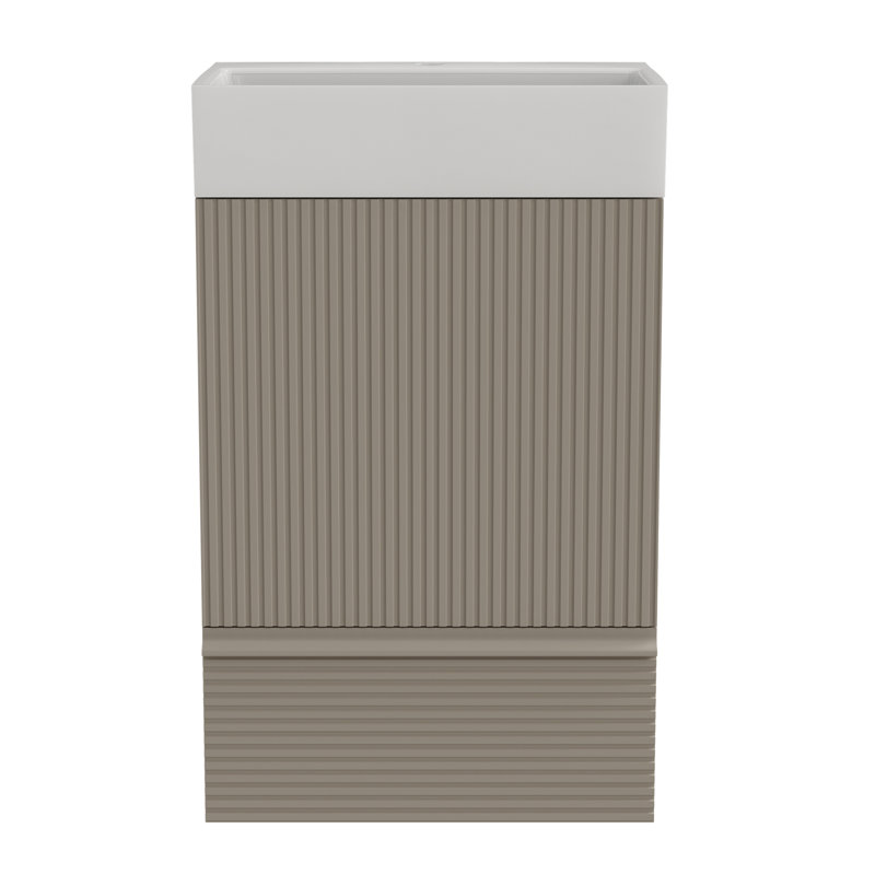 Meuble-lavabo rayé gris en cachemire 20 po avec lavabo en céramique, armoire de salle de bain autoportante pour salle de bain moderne, KD