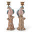 Porcelain Blue Parrot Candle Holder Pair with Bronze Ormolu