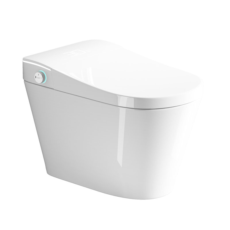 Unique One Piece Smart Bidet Toilet, Auto Close Seat, Siphonic Jet For Cleanliness, Multiple Washing Modes And Heated Seat Toilet With Bidet, Open Lid, Flushing, Warm Air Drying Led Display, White