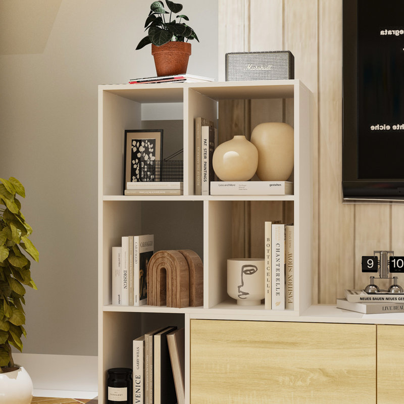 100.8'' W Stretchable L-Shaped TV Stand Console Table With Flip Down Cabinet Doors And Multiple Open Shelves(75.2'' W To 100.8'' W)