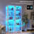Giass Display Cabinet, 5-tier Display Cabinet With Lock, Bookcasewith 3 Color Led Lights-1858032713