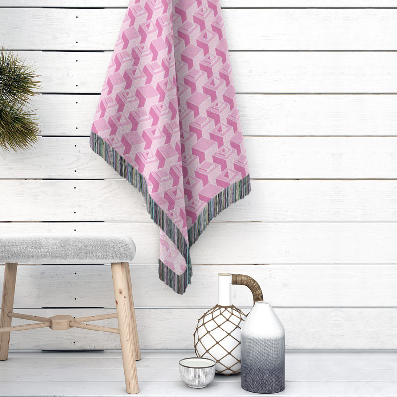Couverture en coton tissé à motif de gratte-ciels classiques, L 37 po x L 52 po, Rose