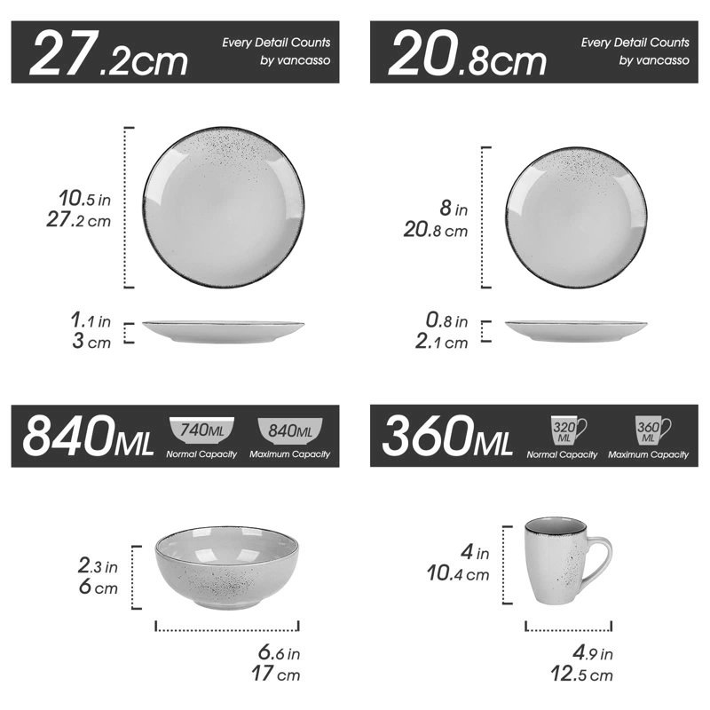 Aayah Piece Ceramic Dinnerware Set - Service for 4, Light Blue
