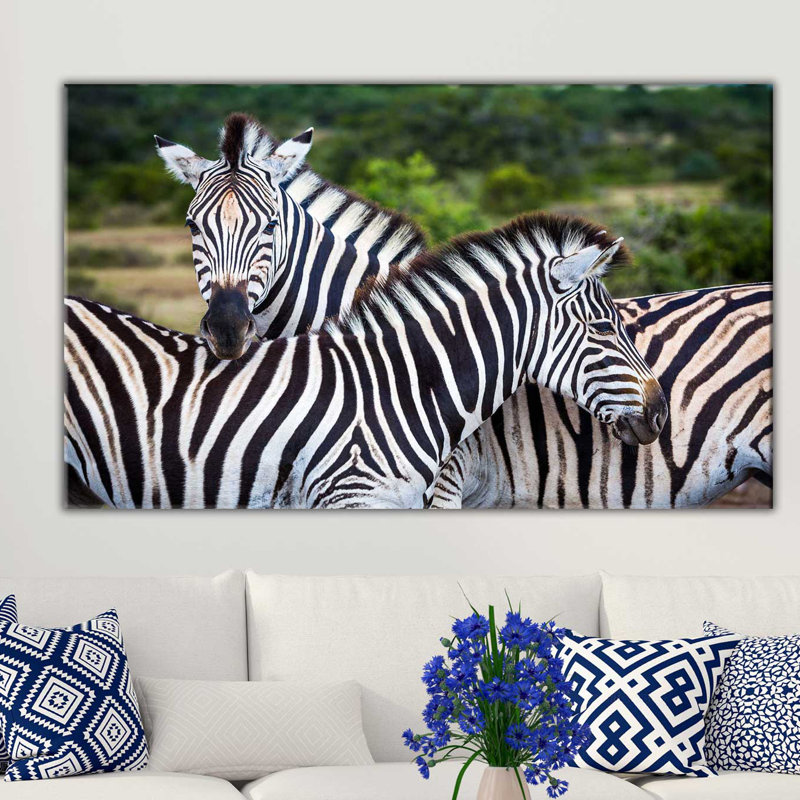 Zèbre à rayures - reproduction de photo sur toile tendue, H 18 po x l 30 po x P 1 po