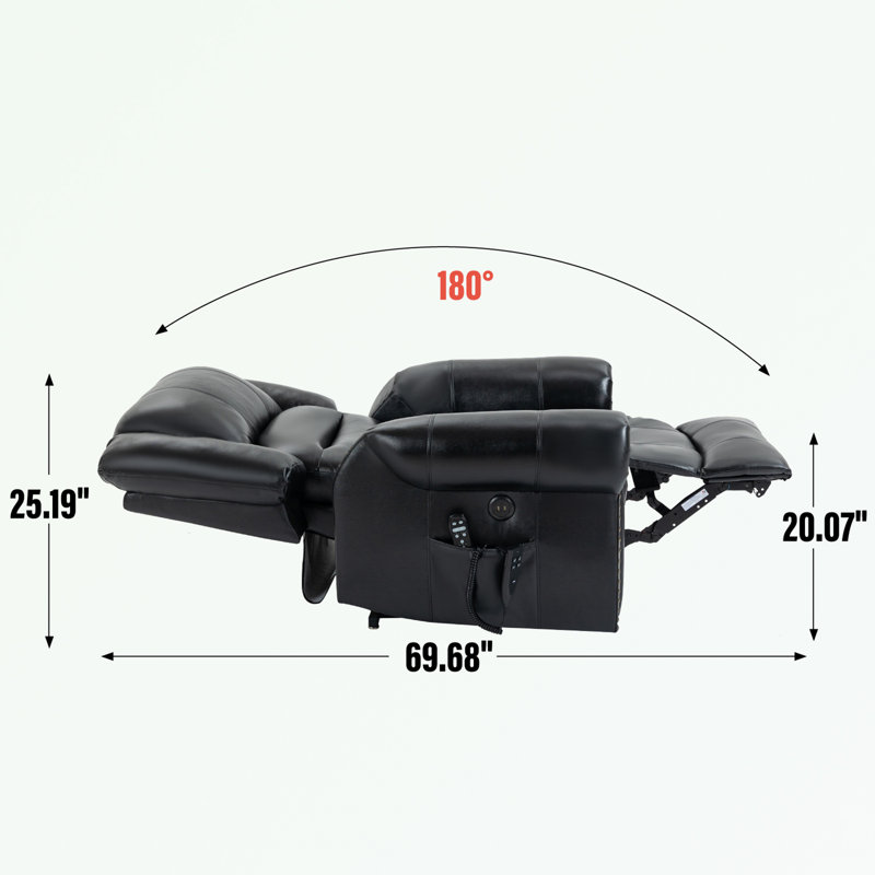 Eysan Power Lift Recliner Chair, Black Leather